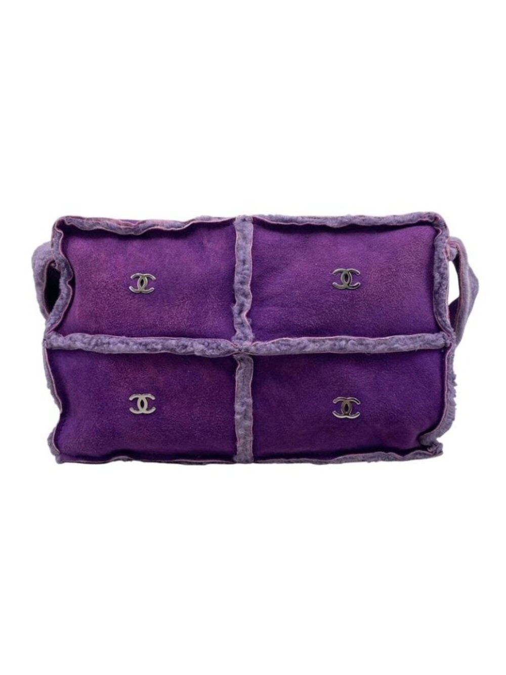 ★SOLD★ Chanel Shoulder Bag Mouton Suede CC Logo Purple Silver - Picture 2 of 16